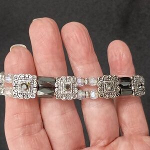 Stretch  Silver Beaded Bracelet. Nice